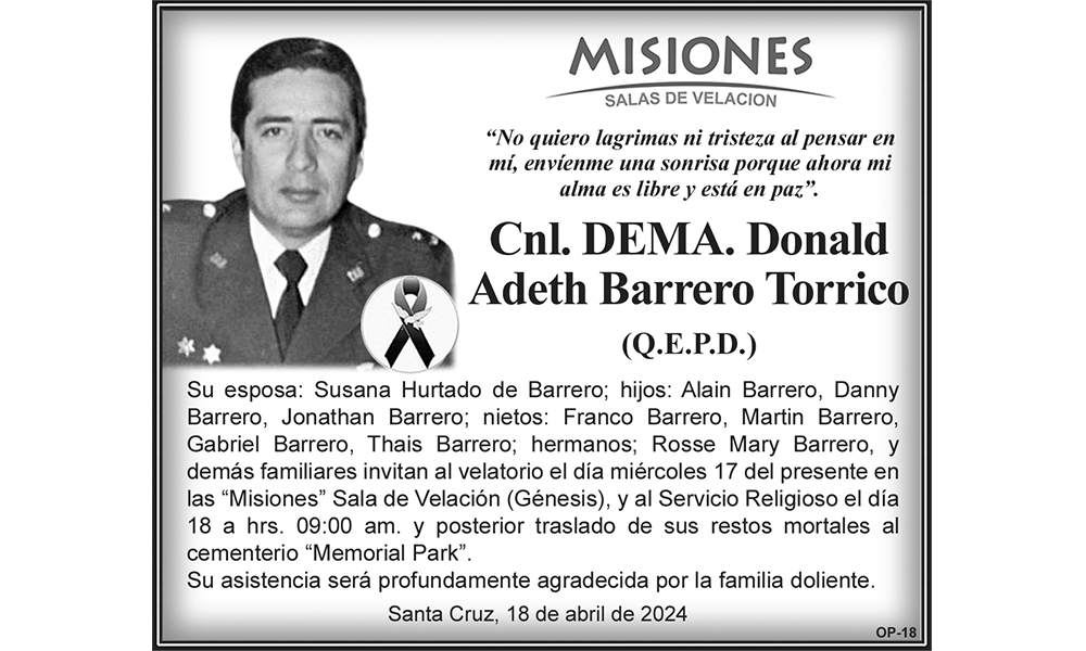Cnl. DEMA. Donald Adeth Barrero Torrico
