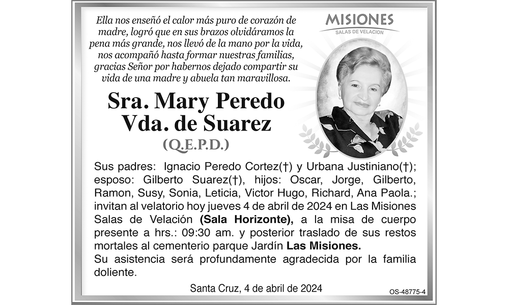Sra. Mary Peredo Vda. de Suarez